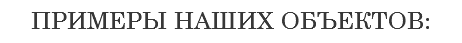 ПРИМЕРЫ НАШИХ ОБЪЕКТОВ: